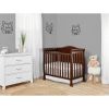 Solid Wood 3-in-1 Convertible Baby Crib Toddler Bed Daybed in Dark Brown Finish