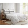 Full/Queen 3 Piece Nautical Striped Anchors Reversible Microfiber Quilt Set Grey