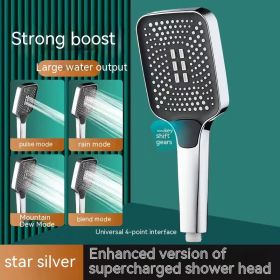 Shower Nozzle Shower Supercharged Super Water Heater (Option: Bright Silver)