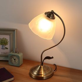 European-style Pastoral Mediterranean Bedside Lamp Home Bedroom (Option: White lampshade with 9W tricol-Push button switch-220V US)