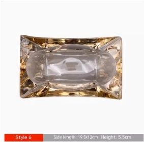Crystal Glass Gold Rim Ashtray Prevent Fly Ash (Option: KTG7203 gold)