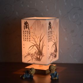 New Chinese Retro Style Bedside Night Light Warm (Option: Orchid-Remote control-220V US)