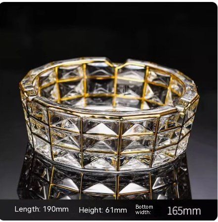 Crystal Glass Gold Rim Ashtray Prevent Fly Ash