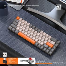 Free Wolf K68 Bluetooth Wireless 24 Dual-mode Mechanical Keyboard (Option: Shimmer Red Axis Version)