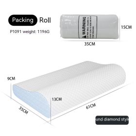 Memory Foam Pillow Slow Rebound Deep Sleep (Option: White Blue Round Diamond Style-61x35x13CM)