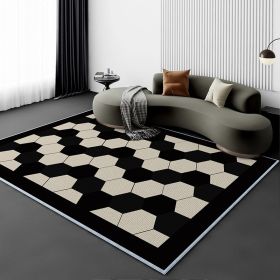 Living Room Carpet Fully Covered Bedroom And Household Sofa Table Carpet Bedside Stain-resistant Non-slip Foot Mat (Option: Rule Series Hexagon-140200cm Crystal Velvet)
